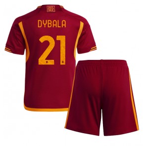 AS Roma Paulo Dybala #21 babykläder Hemmatröja barn 2023-24 Korta ärmar (+ Korta byxor)